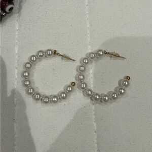 Elegant Pearl Hoop Earrings